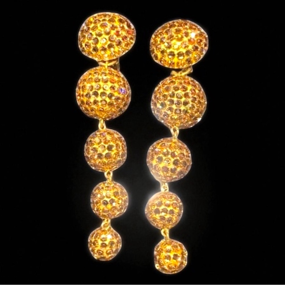 MINT Richard Kerr Crystal Rhinestone Graduated Dangle Drop Ball Earrings Prom - Picture 7 of 7